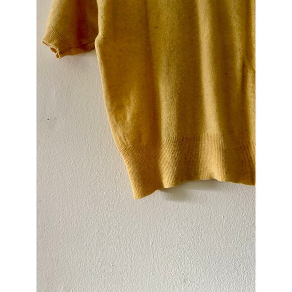 Vintage 1960s Yellow Cashmere Wool Sweater Short Sleeve - Picture 8 of 9